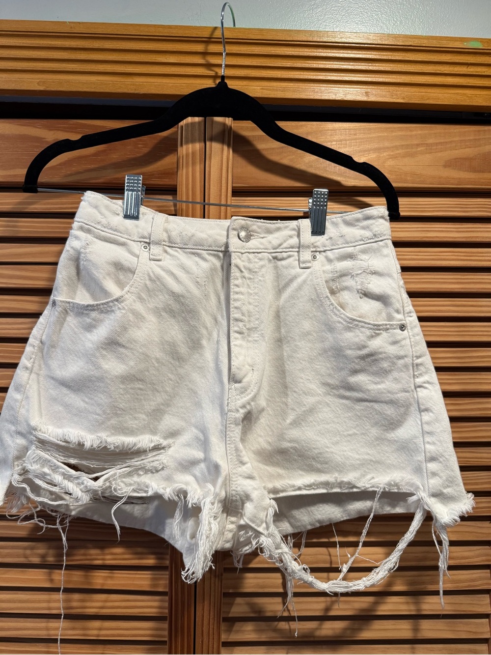 ROLLA'S White Distressed Denim Cutoff Shorts